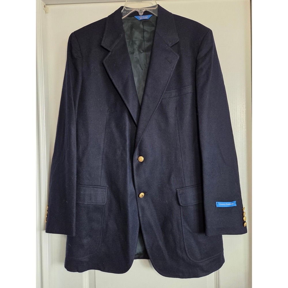 Pendleton Country Trad Men Navy Wool Blazer‎ Sport Coat 44 Long Gold Buttons NWT